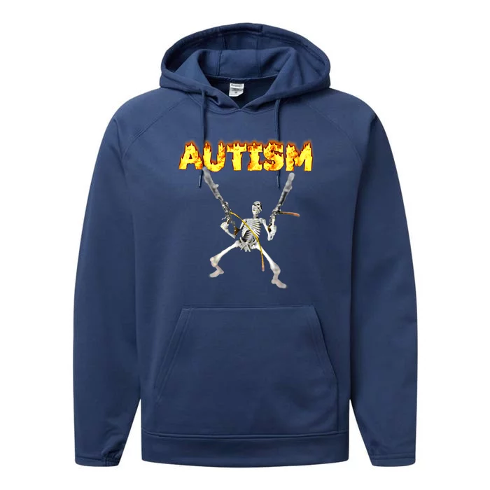 Autism Skeleton Meme Funny Gift Performance Fleece Hoodie