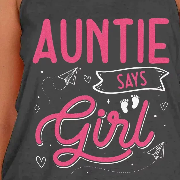 Auntie Says Matching Family Team Gender Reveal Women's Knotted Racerback Tank