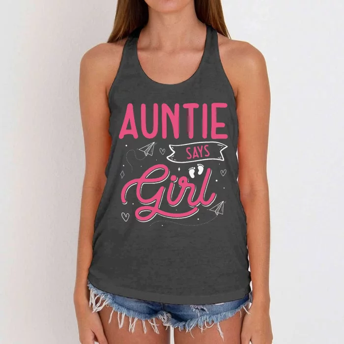 Auntie Says Matching Family Team Gender Reveal Women's Knotted Racerback Tank