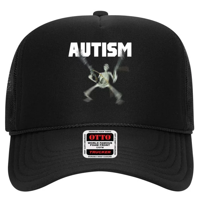 Autism Skeleton Meme High Crown Mesh Trucker Hat