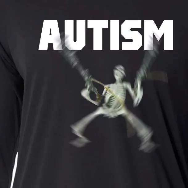 Autism Skeleton Meme Cooling Performance Long Sleeve Crew