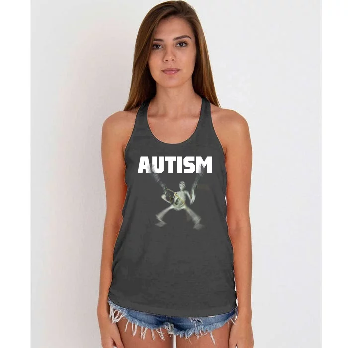 Autism Skeleton Meme Women's Knotted Racerback Tank