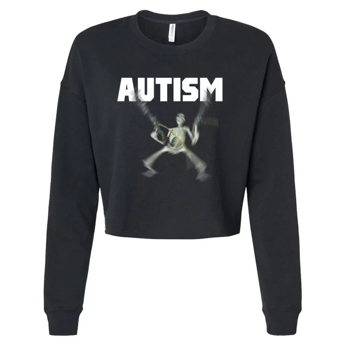 Autism Skeleton Meme Cropped Pullover Crew