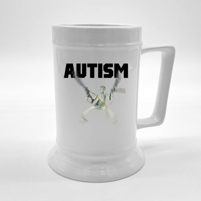 Autism Skeleton Meme Front & Back Beer Stein