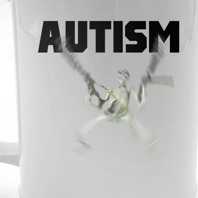 Autism Skeleton Meme Front & Back Beer Stein