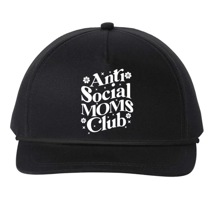 Anti Social Moms Club Funny Gift Retro Funny Mom Life Mothers Day Mom Gift Snapback Five-Panel Rope Hat