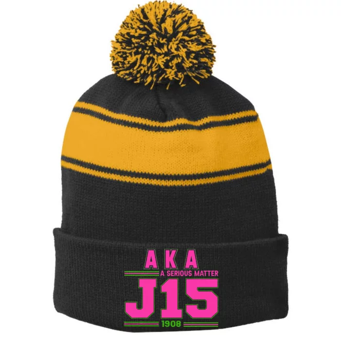 A Serious Matter J15 FounderS Day And Green Aka Stripe Pom Pom Beanie