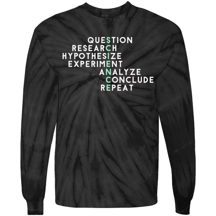 Acrostic Scientific Method Research Experiment Science Tie-Dye Long Sleeve Shirt