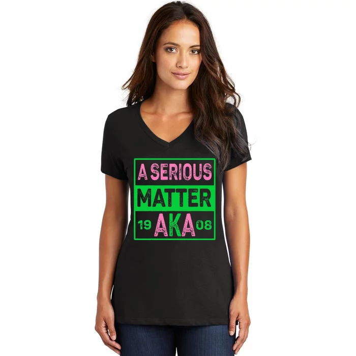 A Serious Matter J15 Founders Day Pink And Green AKA Women Women's V-Neck T-Shirt