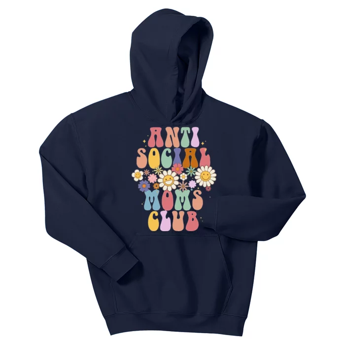 Anti Social Moms Club Funny Mom Life Mothers Day Vintage Kids Hoodie