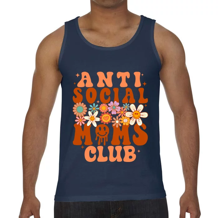 Anti Social Moms Club Groovy Flowers Antisocial Moms Club Gift Comfort Colors® Tank Top