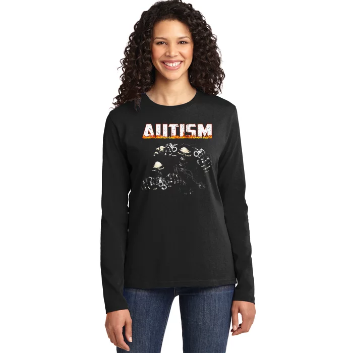 Autism Skeleton Meme Halloween Costume Spooky Season Ladies Long Sleeve Shirt