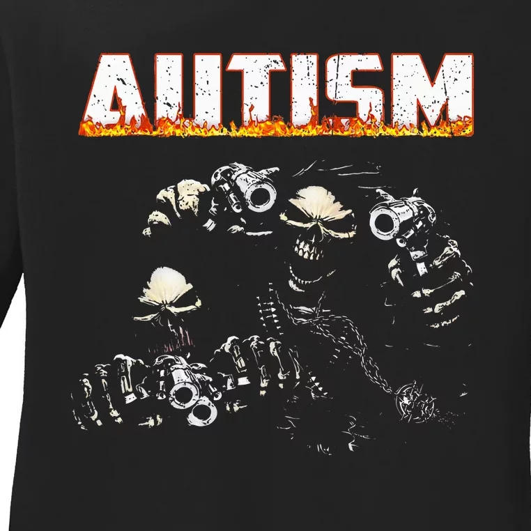 Autism Skeleton Meme Halloween Costume Spooky Season Ladies Long Sleeve Shirt