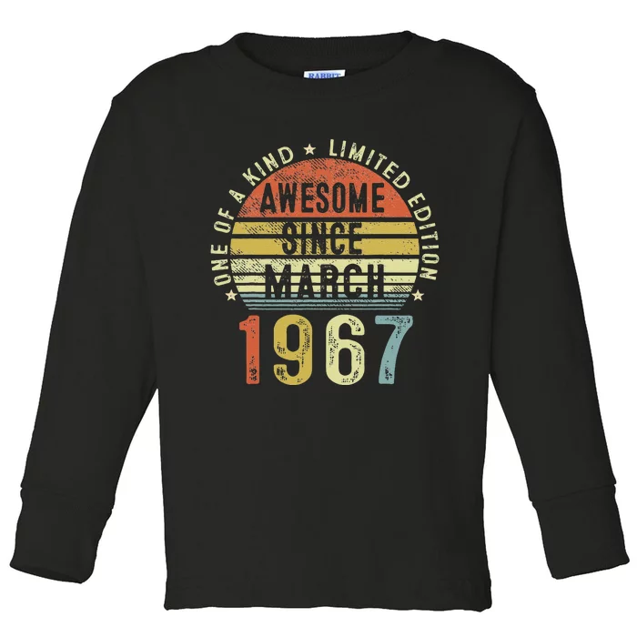 Awesome Since March 1967 56 Years Old 56th Birthday Gifts Toddler Long Sleeve Shirt