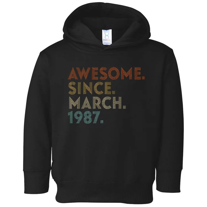 Awesome Since March 1987 Vintage 36th Birthday Toddler Hoodie