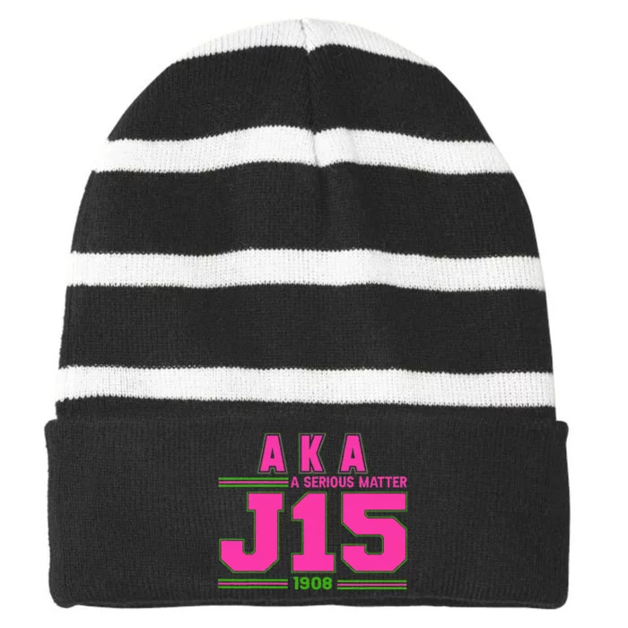 A Serious Matter J15 Founders Day And Green Aka Striped Beanie with Solid Band