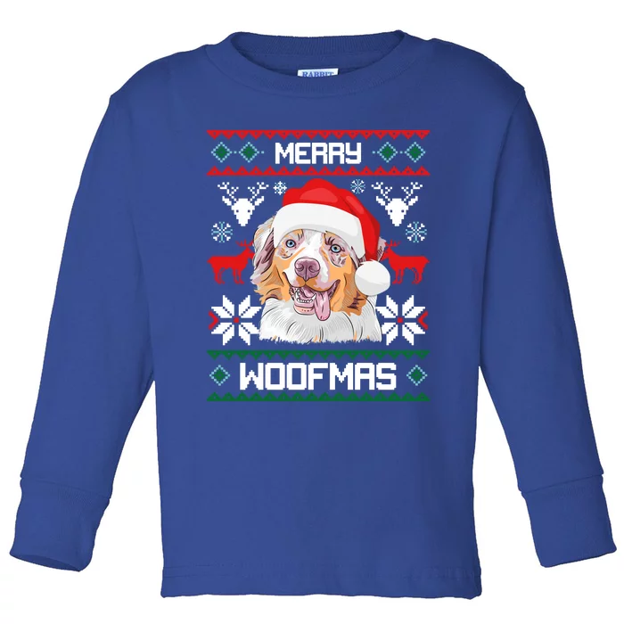 Australian Shepherd Merry Woofmas Christmas Gift Toddler Long Sleeve Shirt