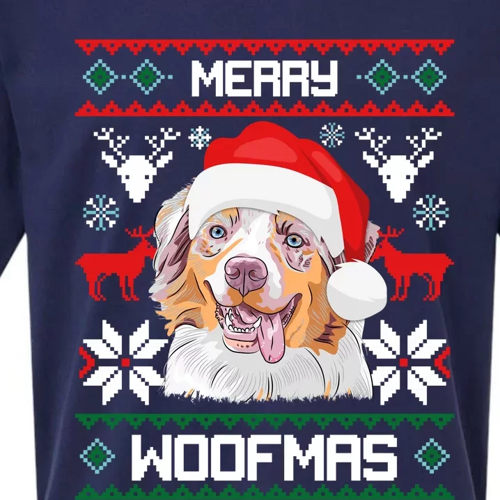 Australian Shepherd Merry Woofmas Christmas Gift Sueded Cloud Jersey T-Shirt