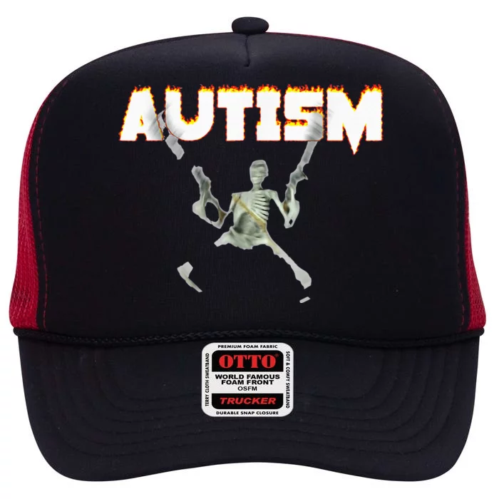 Autism Skeleton Meme High Crown Mesh Trucker Hat