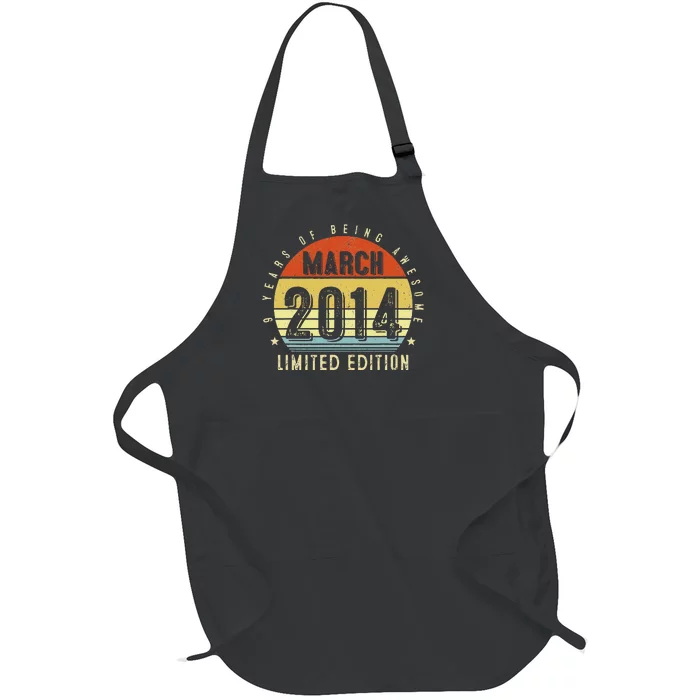 Awesome Since March 2014 9th Birthday Gift 9 Year Old Full-Length Apron With Pocket