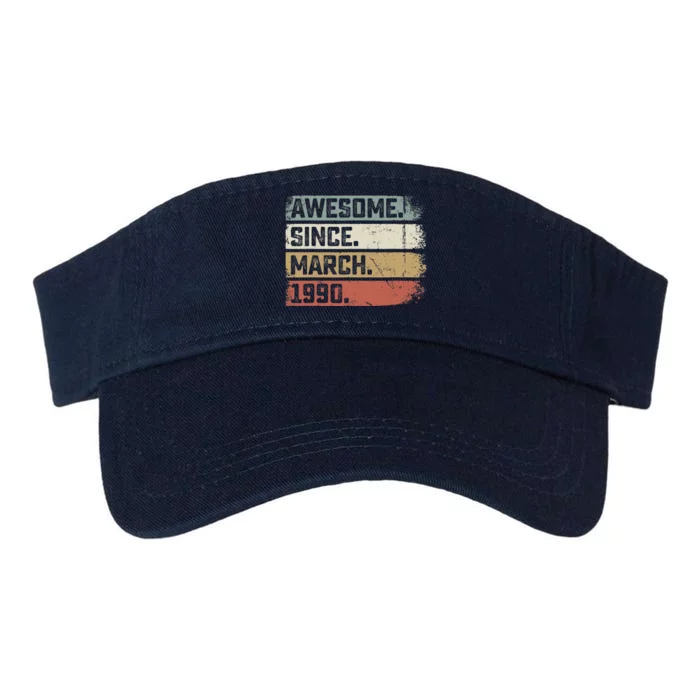 Awesome Since March 1990 33 Years Old Gifts 33rd Birthday Valucap Bio-Washed Visor