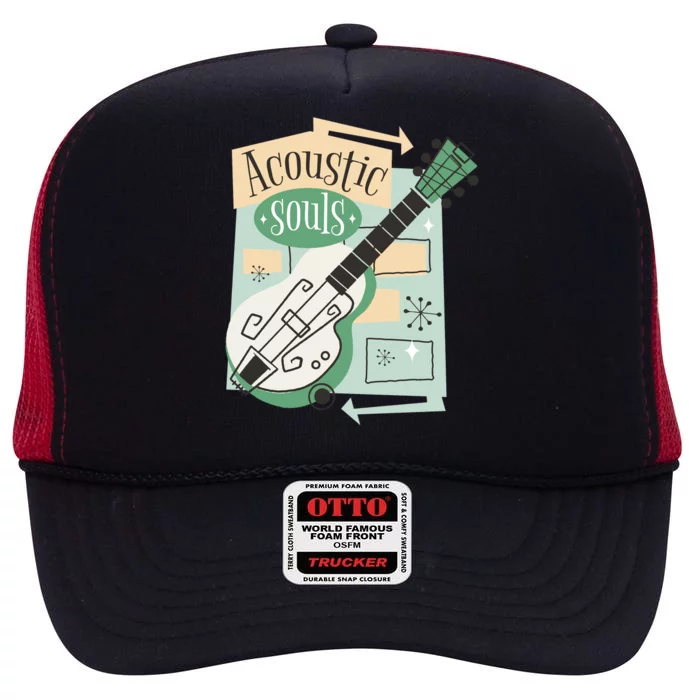 Acoustic Souls Musical Guitar High Crown Mesh Trucker Hat