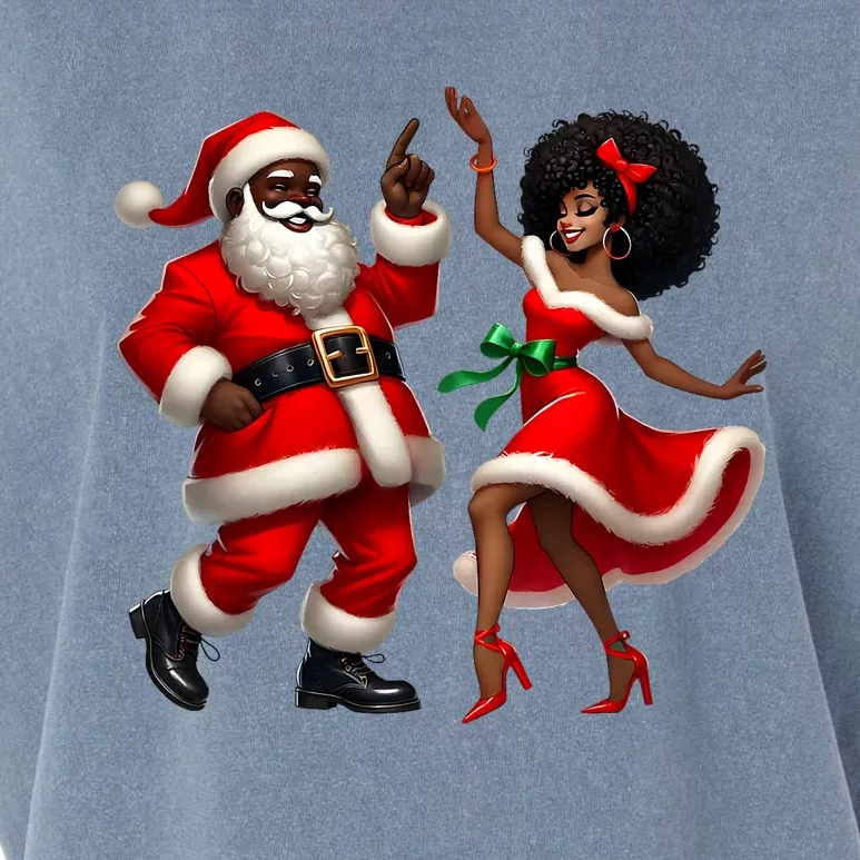 African Santa Mrs Claus Dancing African American Christmas Garment-Dyed Women's Muscle Tee