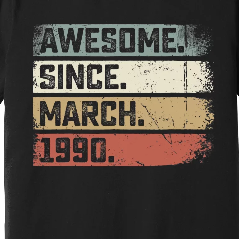 Awesome Since March 1990 33 Years Old Gifts 33rd Birthday Premium T-Shirt