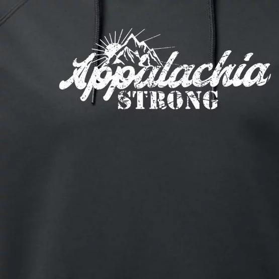 Appalachia Strong Mountain Silhouette Typography Performance Fleece Hoodie