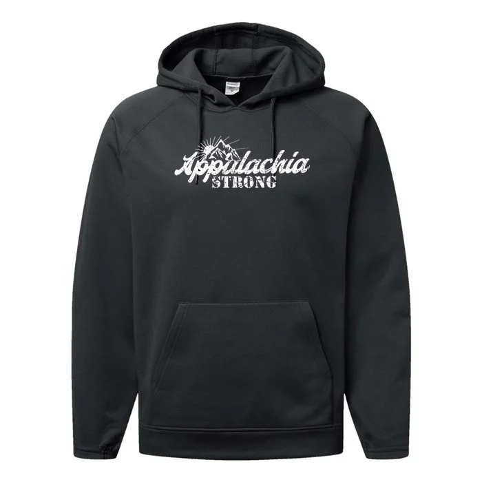 Appalachia Strong Mountain Silhouette Typography Performance Fleece Hoodie