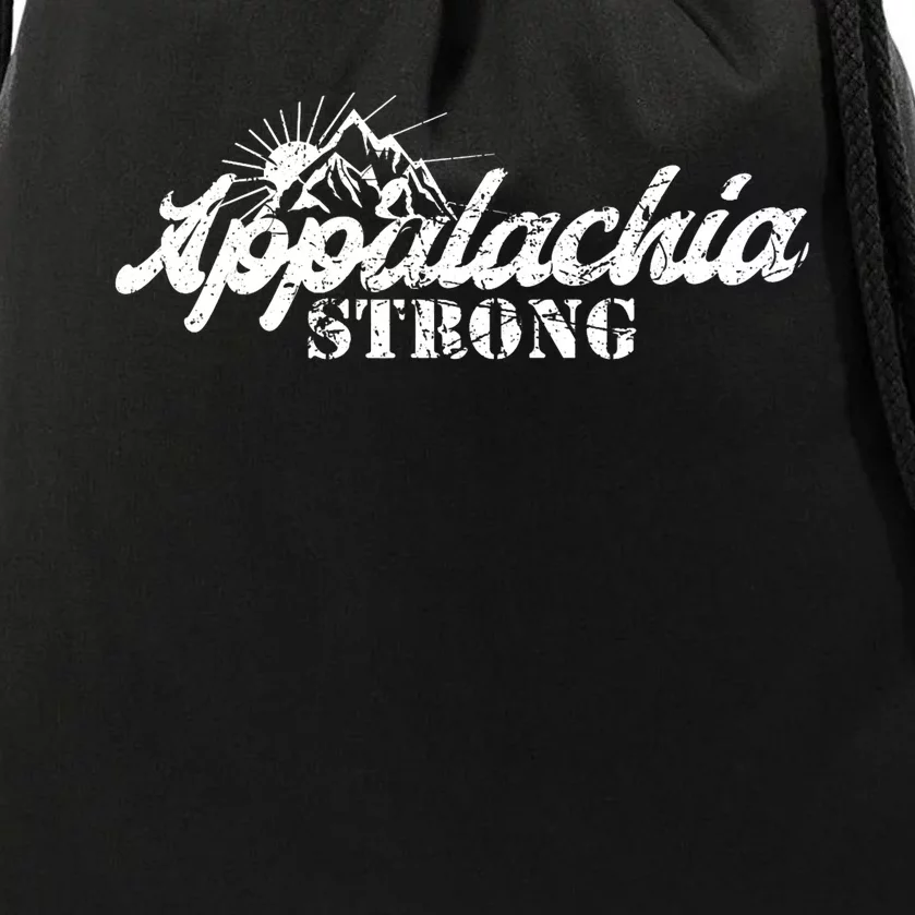 Appalachia Strong Mountain Silhouette Typography Drawstring Bag