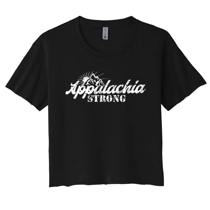 Appalachia Strong Mountain Silhouette Typography Women's Crop Top Tee