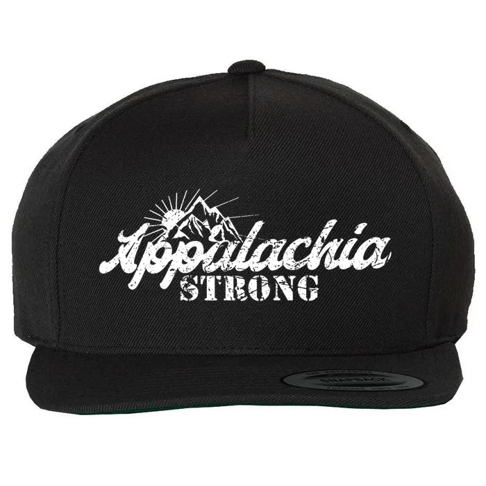 Appalachia Strong Mountain Silhouette Typography Wool Snapback Cap