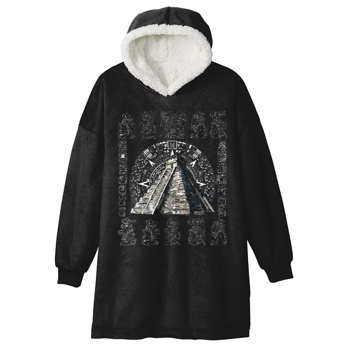 Ancient Sacred Mayan Aztec Calendar Pyramid Geometry Hooded Wearable Blanket