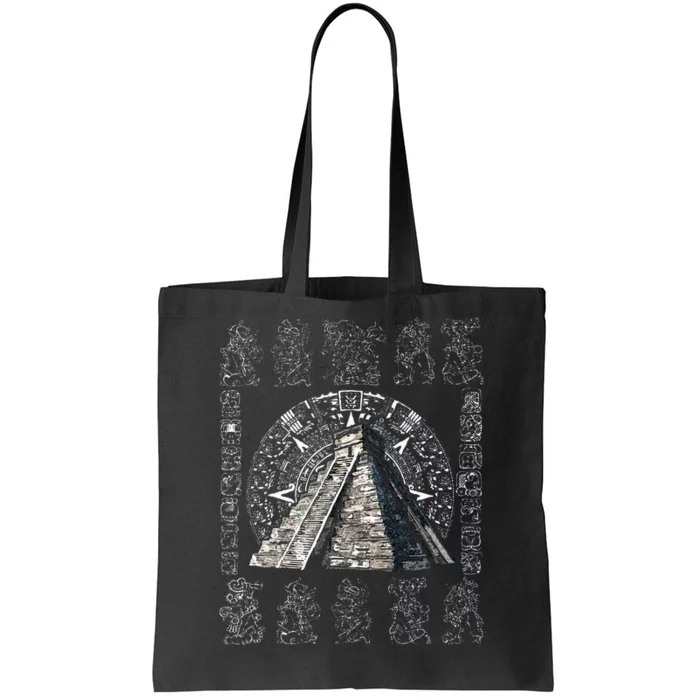 Ancient Sacred Mayan Aztec Calendar Pyramid Geometry Tote Bag