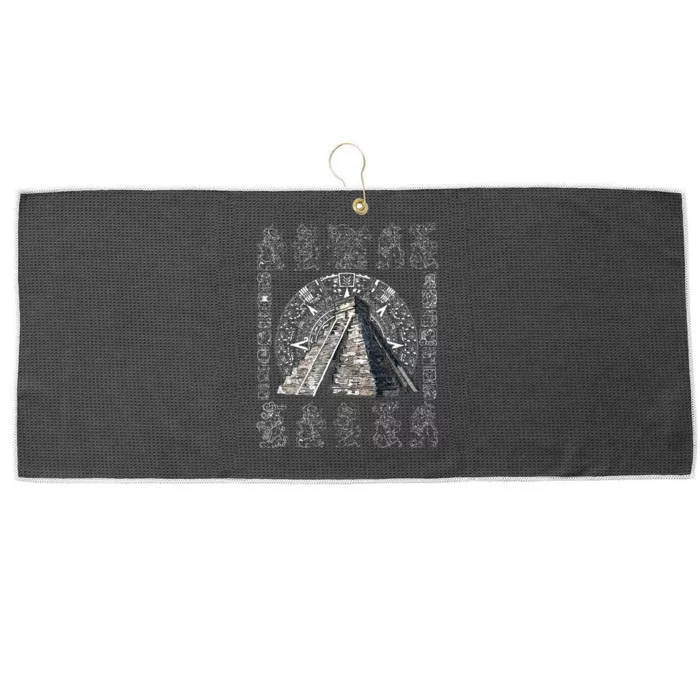 Ancient Sacred Mayan Aztec Calendar Pyramid Geometry Large Microfiber Waffle Golf Towel