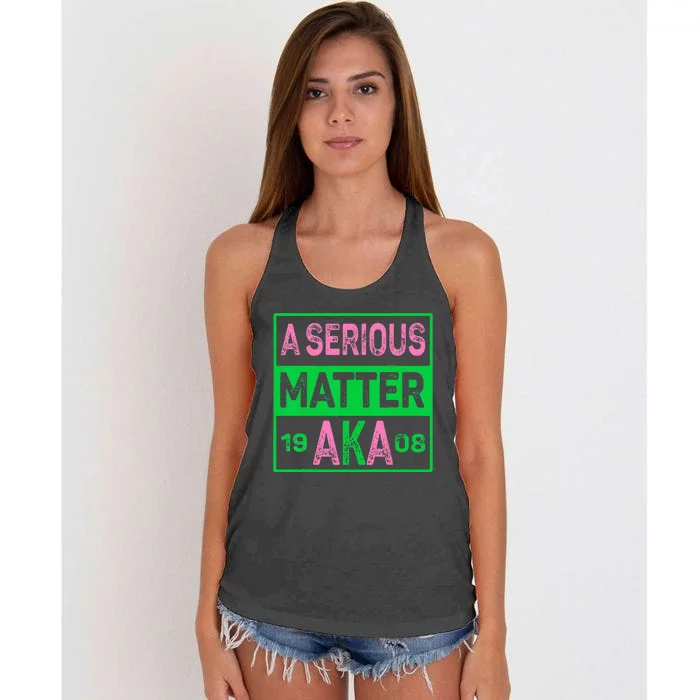 A Serious Matter J15 Founders Day Pink And Green AKA Women's Knotted Racerback Tank