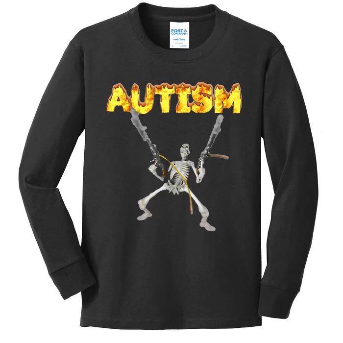 Autism Skeleton Meme Kids Long Sleeve Shirt