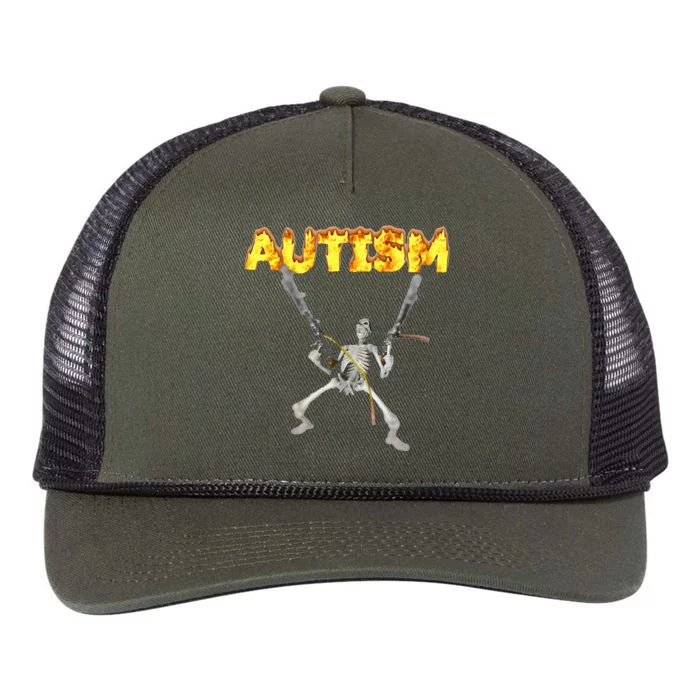 Autism Skeleton Meme Retro Rope Trucker Hat Cap