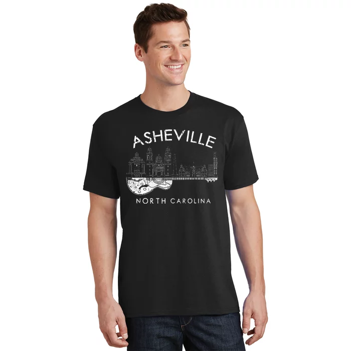 Asheville Souvenir Men North Carolina Lover Music Guitar T-Shirt