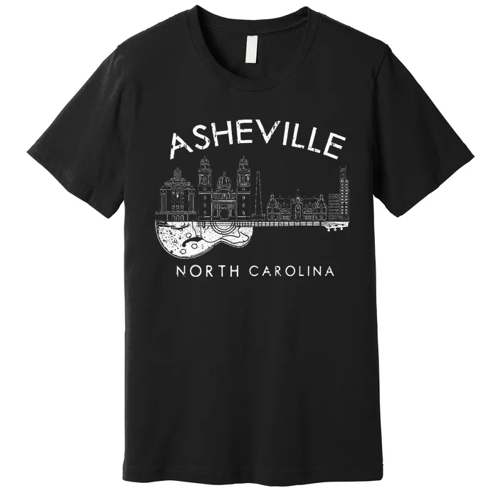 Asheville Souvenir Men North Carolina Lover Music Guitar Premium T-Shirt