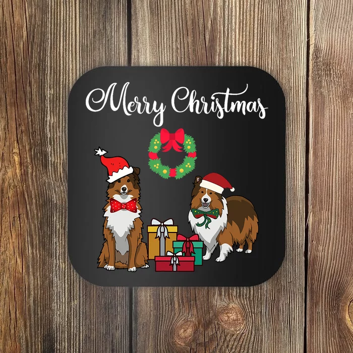 Adorable Shelties Merry Christmas Sheltie Mom Gift Coaster