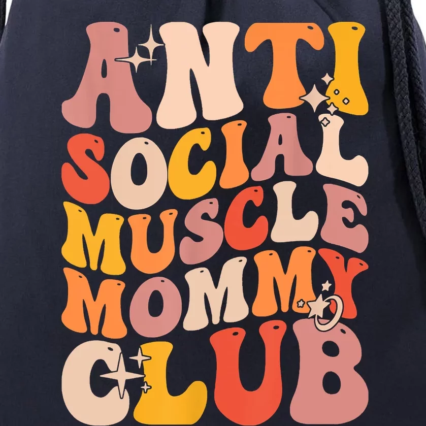 Anti Social Muscle Mommy Club Groovy Funny Drawstring Bag