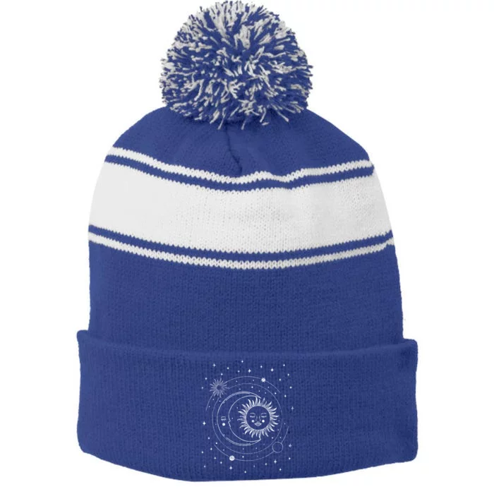 Alchemy Sun Moon Astrology Gift Stripe Pom Pom Beanie