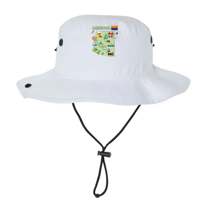 Arizona State Map Us Tourist Attractions Cities Flag Legacy Cool Fit Booney Bucket Hat