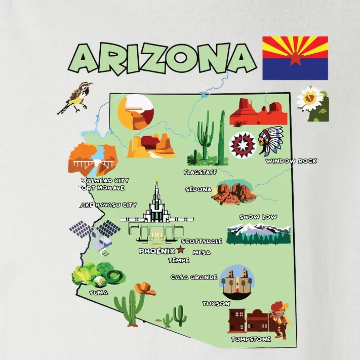 Arizona State Map Us Tourist Attractions Cities Flag Toddler Long Sleeve Shirt