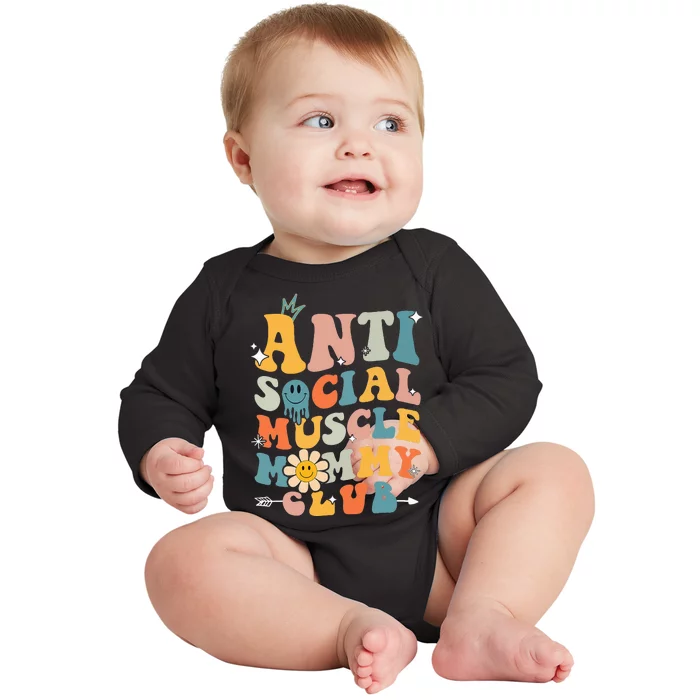 Anti Social Muscle Mommy Club Baby Long Sleeve Bodysuit