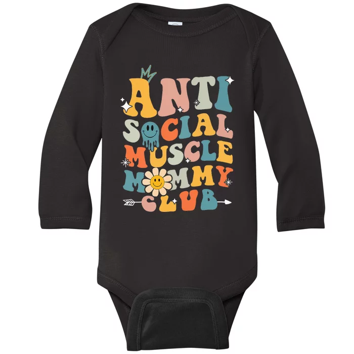 Anti Social Muscle Mommy Club Baby Long Sleeve Bodysuit