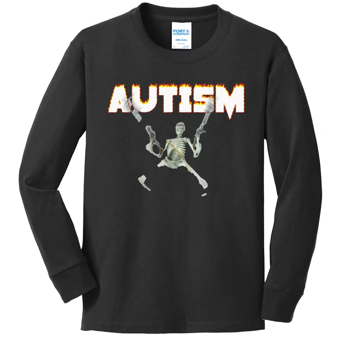 Autism Skeleton Meme Kids Long Sleeve Shirt