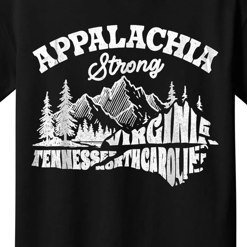 Appalachia Strong Mountain Outdoors Hiking Nc Design Kids T-Shirt